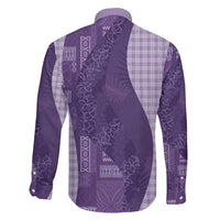 Polynesian Tribal Pattern Patchwork Picturesque Family Matching Long Sleeve Bodycon Dress and Hawaiian Shirt Deep Violet LT7 - Polynesian Pride