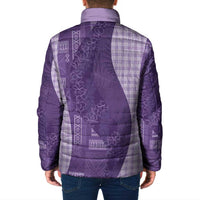 Polynesian Tribal Pattern Patchwork Picturesque Padded Jacket Deep Violet