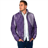 Polynesian Tribal Pattern Patchwork Picturesque Padded Jacket Deep Violet