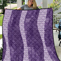 Polynesian Tribal Pattern Patchwork Picturesque Quilt Deep Violet