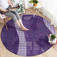 Polynesian Tribal Pattern Patchwork Picturesque Round Carpet Deep Violet