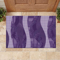 Polynesian Tribal Pattern Patchwork Picturesque Rubber Doormat Deep Violet