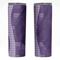 Polynesian Tribal Pattern Patchwork Picturesque Skinny Tumbler Deep Violet