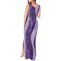 Polynesian Tribal Pattern Patchwork Picturesque Tank Maxi Dress Deep Violet
