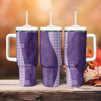 Polynesian Tribal Pattern Patchwork Picturesque Tumbler With Handle Deep Violet