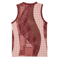 Polynesian Tribal Pattern Patchwork Picturesque Basketball Jersey Crimson