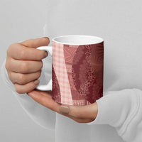 Polynesian Tribal Pattern Patchwork Picturesque Ceramic Mug Crimson