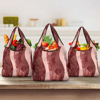 Polynesian Tribal Pattern Patchwork Picturesque Grocery Bag Crimson