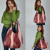 Polynesian Tribal Pattern Patchwork Picturesque Grocery Bag Crimson