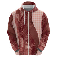 Polynesian Tribal Pattern Patchwork Picturesque Hoodie Crimson