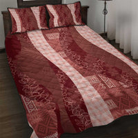 Polynesian Tribal Pattern Patchwork Picturesque Quilt Bed Set Crimson
