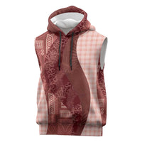 Polynesian Tribal Pattern Patchwork Picturesque Sleeveless Hoodie Crimson