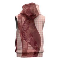 Polynesian Tribal Pattern Patchwork Picturesque Sleeveless Zip Hoodie Crimson