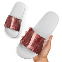 Polynesian Tribal Pattern Patchwork Picturesque Slide Sandals Crimson
