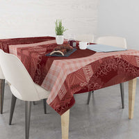 Polynesian Tribal Pattern Patchwork Picturesque Tablecloth Crimson