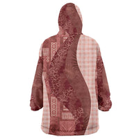 Polynesian Tribal Pattern Patchwork Picturesque Wearable Blanket Hoodie Crimson