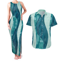 Polynesian Tribal Pattern Patchwork Picturesque Couples Matching Tank Maxi Dress and Hawaiian Shirt Oceanic