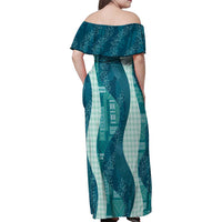Polynesian Tribal Pattern Patchwork Picturesque Family Matching Off Shoulder Maxi Dress and Hawaiian Shirt Oceanic