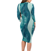 Polynesian Tribal Pattern Patchwork Picturesque Long Sleeve Bodycon Dress Oceanic