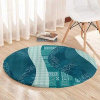 Polynesian Tribal Pattern Patchwork Picturesque Round Carpet Oceanic
