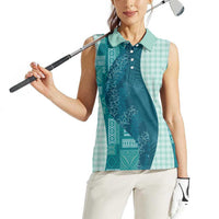 Polynesian Tribal Pattern Patchwork Picturesque Women Sleeveless Polo Shirt Oceanic