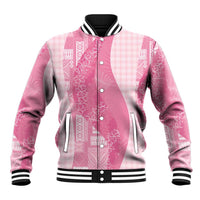 Polynesian Tribal Pattern Patchwork Picturesque Baseball Jacket Rose Pink