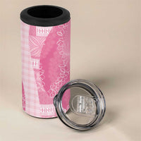 Polynesian Tribal Pattern Patchwork Picturesque 4 in 1 Can Cooler Tumbler Rose Pink