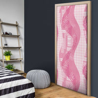 Polynesian Tribal Pattern Patchwork Picturesque Door Cover Rose Pink