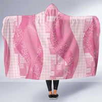 Polynesian Tribal Pattern Patchwork Picturesque Hooded Blanket Rose Pink