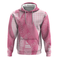 Polynesian Tribal Pattern Patchwork Picturesque Hoodie Rose Pink