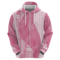 Polynesian Tribal Pattern Patchwork Picturesque Hoodie Rose Pink