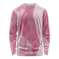 Polynesian Tribal Pattern Patchwork Picturesque Long Sleeve Shirt Rose Pink