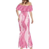 Polynesian Tribal Pattern Patchwork Picturesque Mermaid Dress Rose Pink