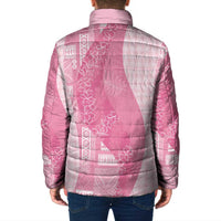 Polynesian Tribal Pattern Patchwork Picturesque Padded Jacket Rose Pink