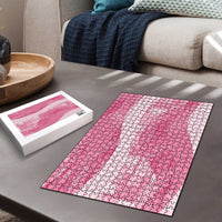 Polynesian Tribal Pattern Patchwork Picturesque Puzzle Rose Pink