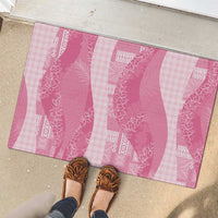 Polynesian Tribal Pattern Patchwork Picturesque Rubber Doormat Rose Pink