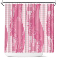 Polynesian Tribal Pattern Patchwork Picturesque Shower Curtain Rose Pink