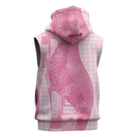 Polynesian Tribal Pattern Patchwork Picturesque Sleeveless Hoodie Rose Pink