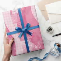 Polynesian Tribal Pattern Patchwork Picturesque Wrapping Paper Rose Pink