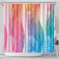 Polynesian Tribal Pattern Patchwork Picturesque Shower Curtain Holographic