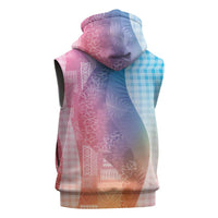 Polynesian Tribal Pattern Patchwork Picturesque Sleeveless Zip Hoodie Holographic