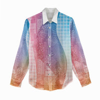 Polynesian Tribal Pattern Patchwork Picturesque Women Casual Shirt Holographic