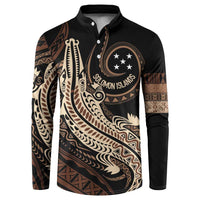 Personalized Solomon Islands Crocodile Button Sweatshirt Hapi Isles - Independence Anniversary