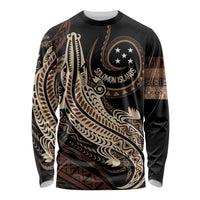 Personalized Solomon Islands Crocodile Long Sleeve Shirt Hapi Isles - Independence Anniversary