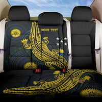 Personalized Solomon Islands Independence Anniversary Back Car Seat Cover Crocodile Mix Tapa