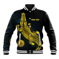 Personalized Solomon Islands Independence Anniversary Baseball Jacket Crocodile Mix Tapa
