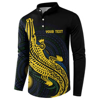 Personalized Solomon Islands Independence Anniversary Button Sweatshirt Crocodile Mix Tapa