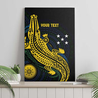 Personalized Solomon Islands Independence Anniversary Canvas Wall Art Crocodile Mix Tapa