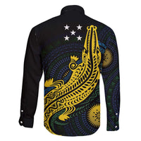 Personalized Solomon Islands Independence Anniversary Family Matching Long Sleeve Bodycon Dress and Hawaiian Shirt Crocodile Mix Tapa