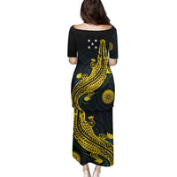 Personalized Solomon Islands Independence Anniversary Family Matching Puletasi and Hawaiian Shirt Crocodile Mix Tapa